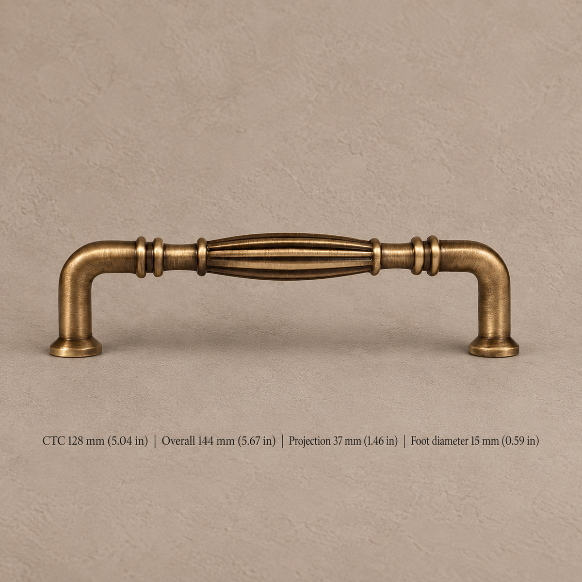Solid Antique Brass Cabinet Pull & Knob — 5" Bar Design — pull128