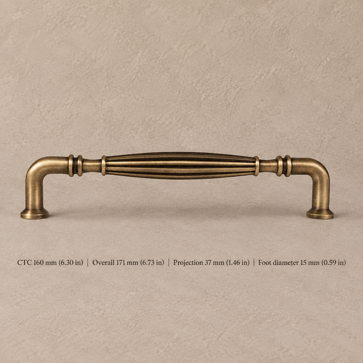 Solid Antique Brass Cabinet Pull & Knob — 5" Bar Design — pull160