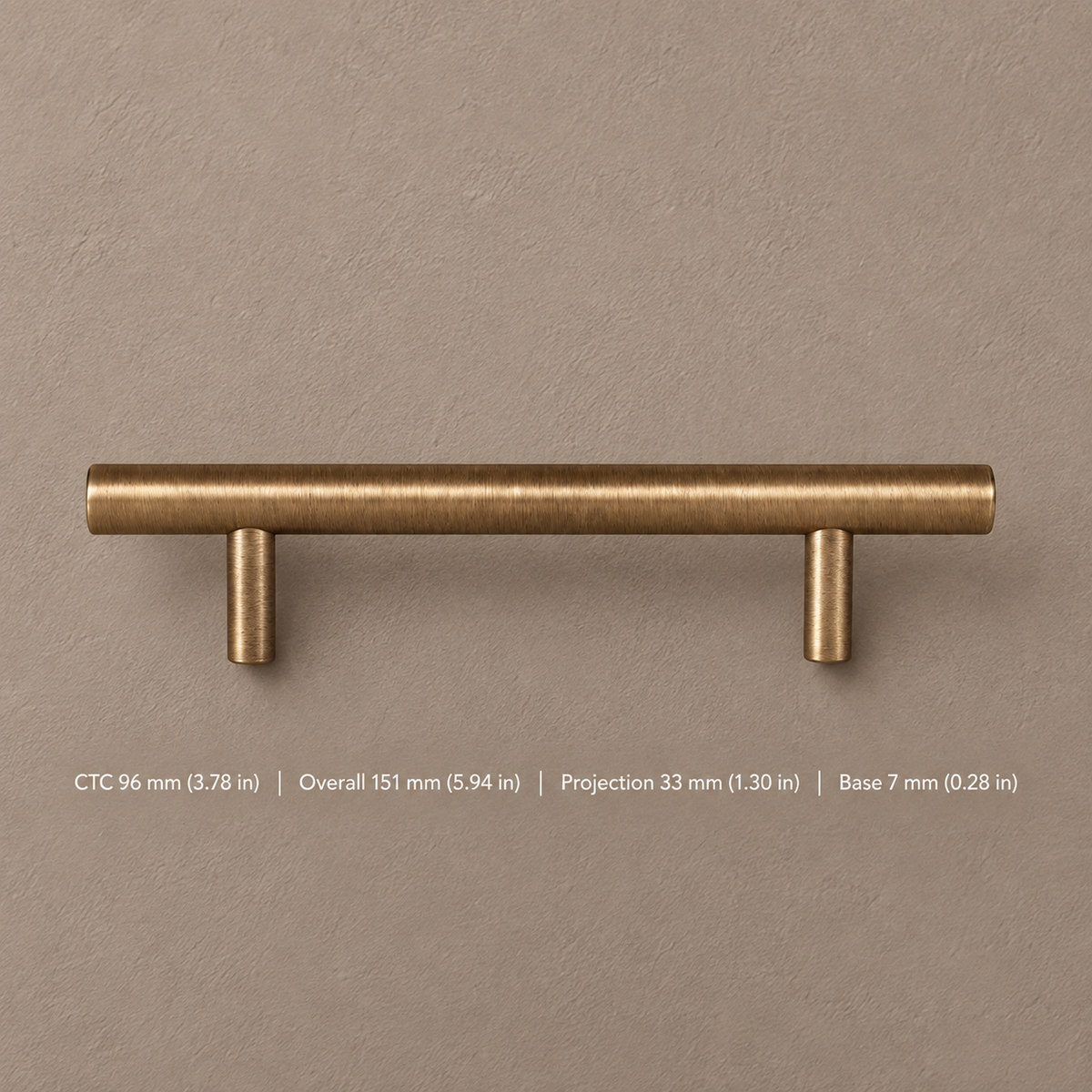 Solid Antique Brass T Bar Cabinet Pull & Knob — Minimalist Design — pull-96mm