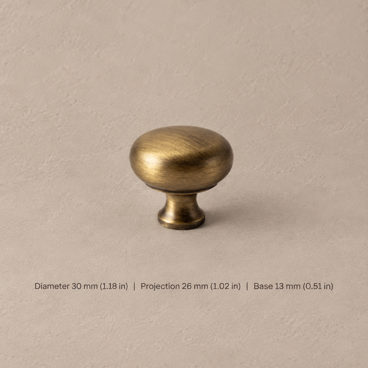 Solid Antique Brass T Bar Cabinet Pull & Knob — Minimalist Design — round-knob-30mm