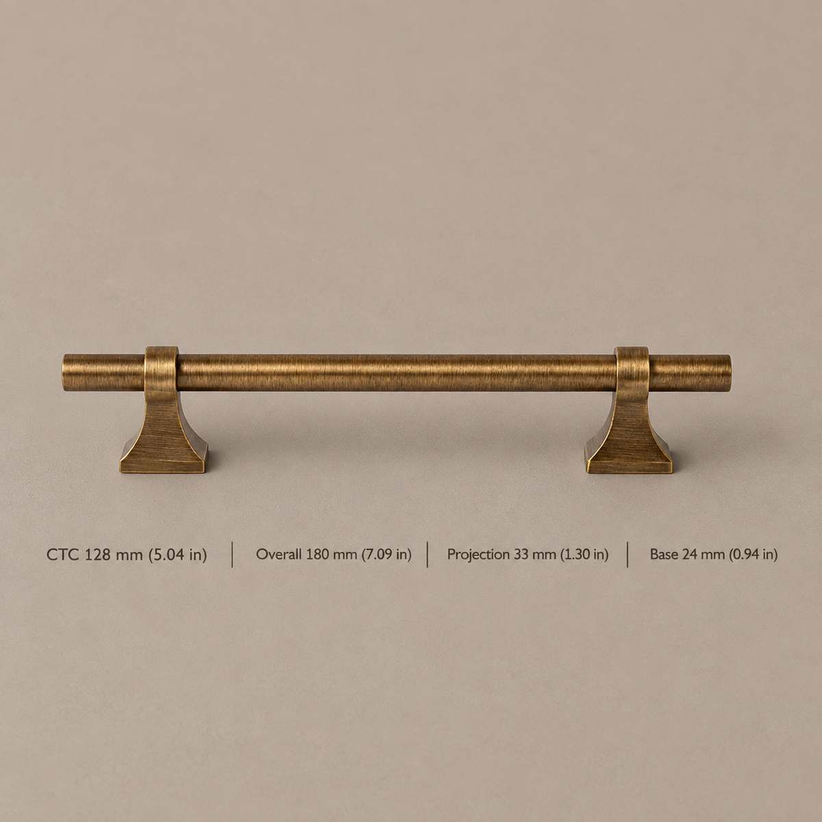 Solid Antique Brass Cabinet Pull & T Knob — Modern Design — pull-128mm