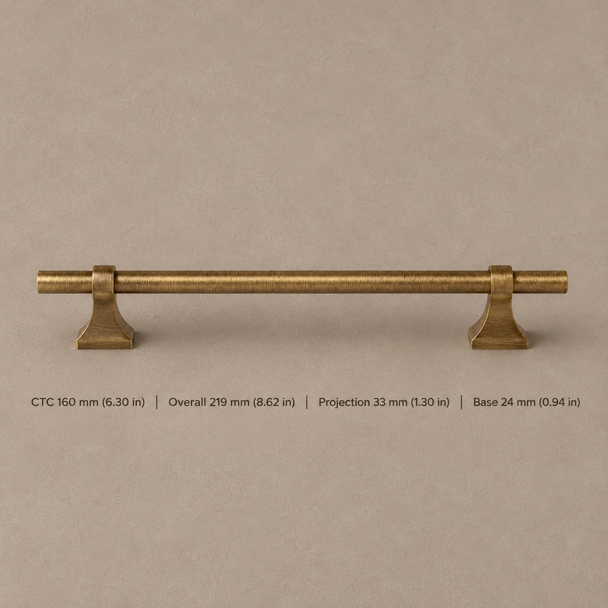 Solid Antique Brass Cabinet Pull & T Knob — Modern Design — pull-160mm