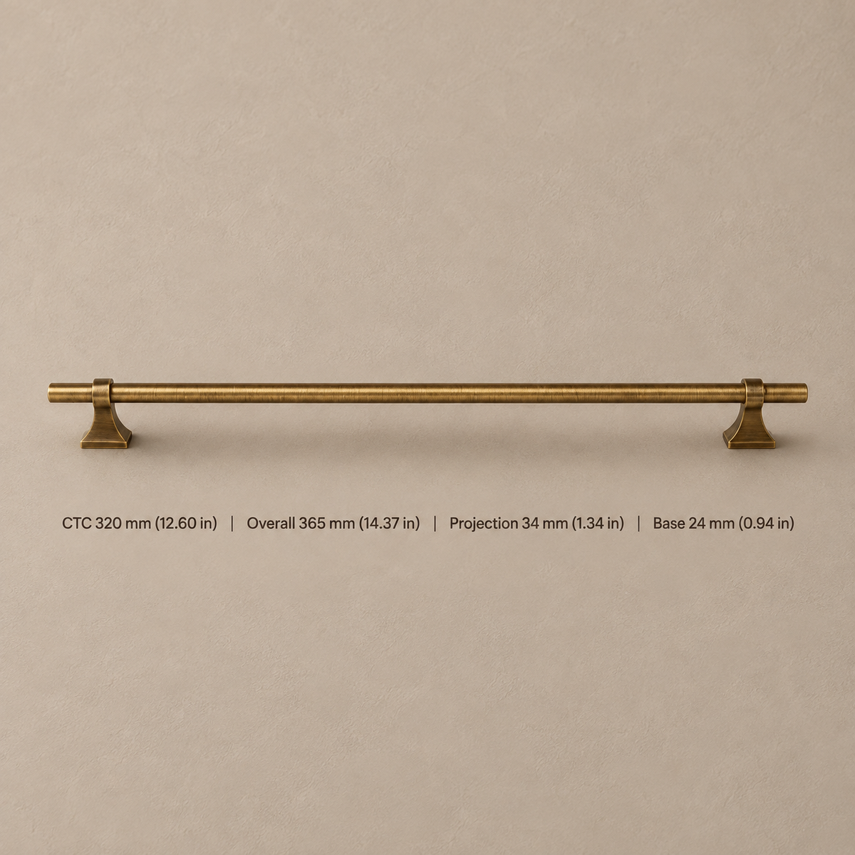 Solid Antique Brass Cabinet Pull & T Knob — Modern Design — pull-320mm