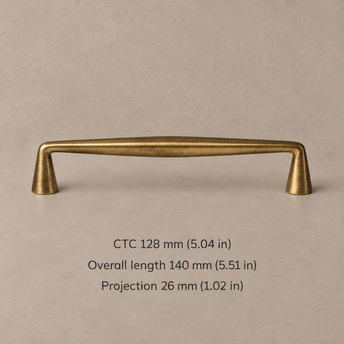 Solid Antique Brass Cabinet Handle & Knob — Antique Brass Finish — pull-128mm