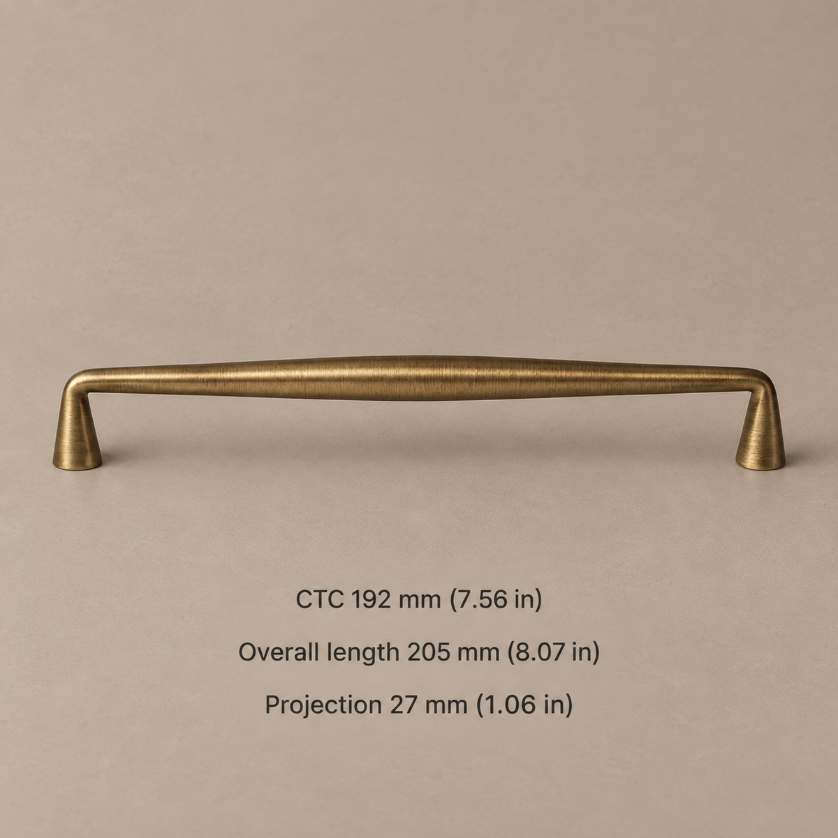 Solid Antique Brass Cabinet Handle & Knob — Antique Brass Finish — pull-192mm