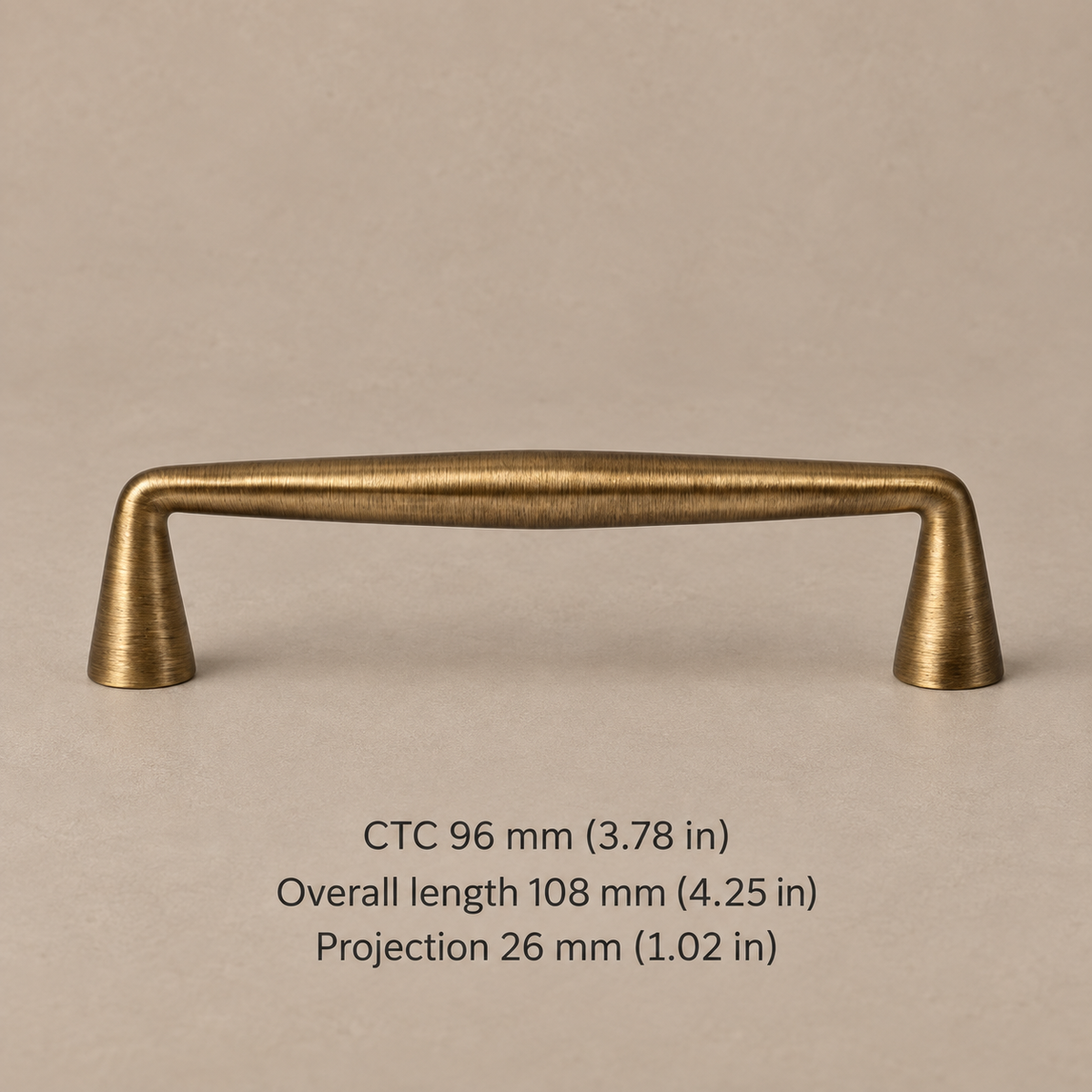Solid Antique Brass Cabinet Handle & Knob — Antique Brass Finish — pull-96mm