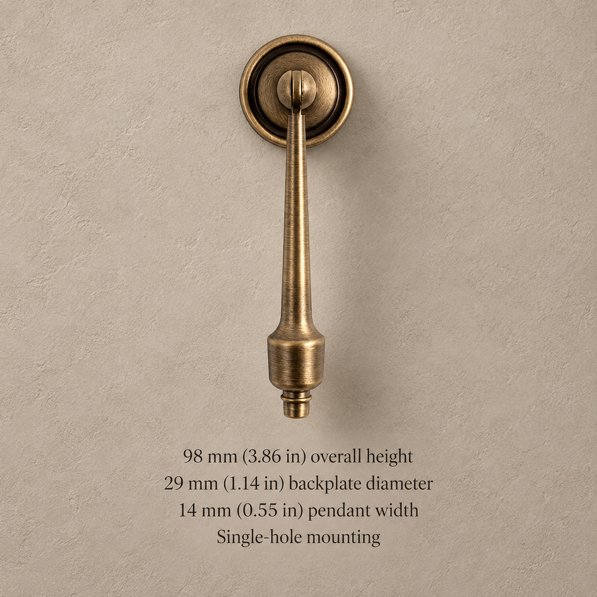 Antique Brass Solid Brass Cabinet Pulls & Knobs — Modern Pipe Design — pendant-98mm