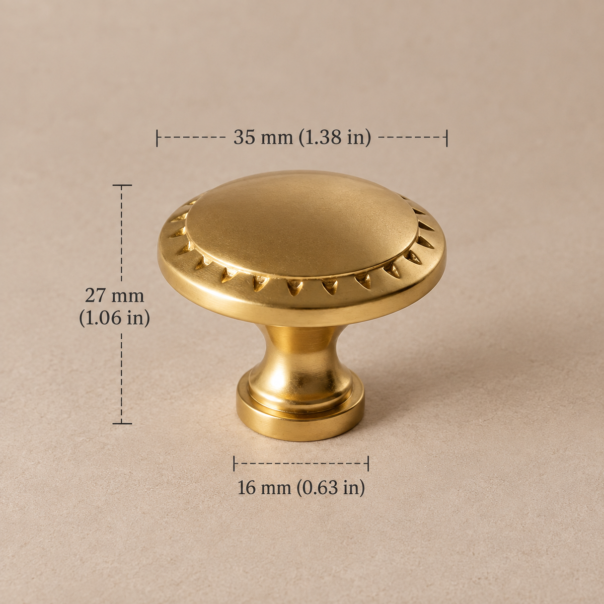 Antique Brass Round Cabinet Knobs — European Luxury Design — satin-35mm-knob