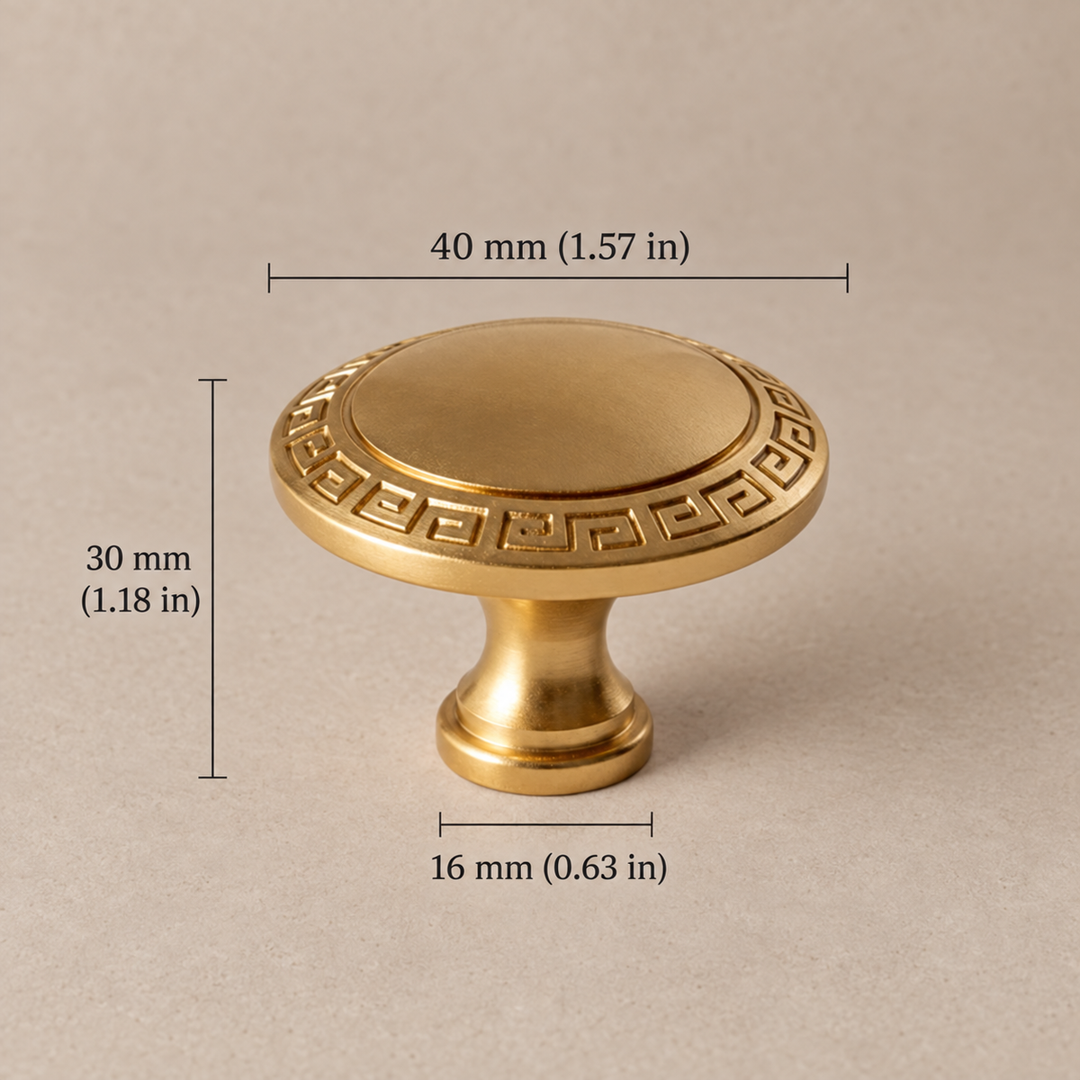 Antique Brass Round Cabinet Knobs — European Luxury Design — satin-40mm-knob