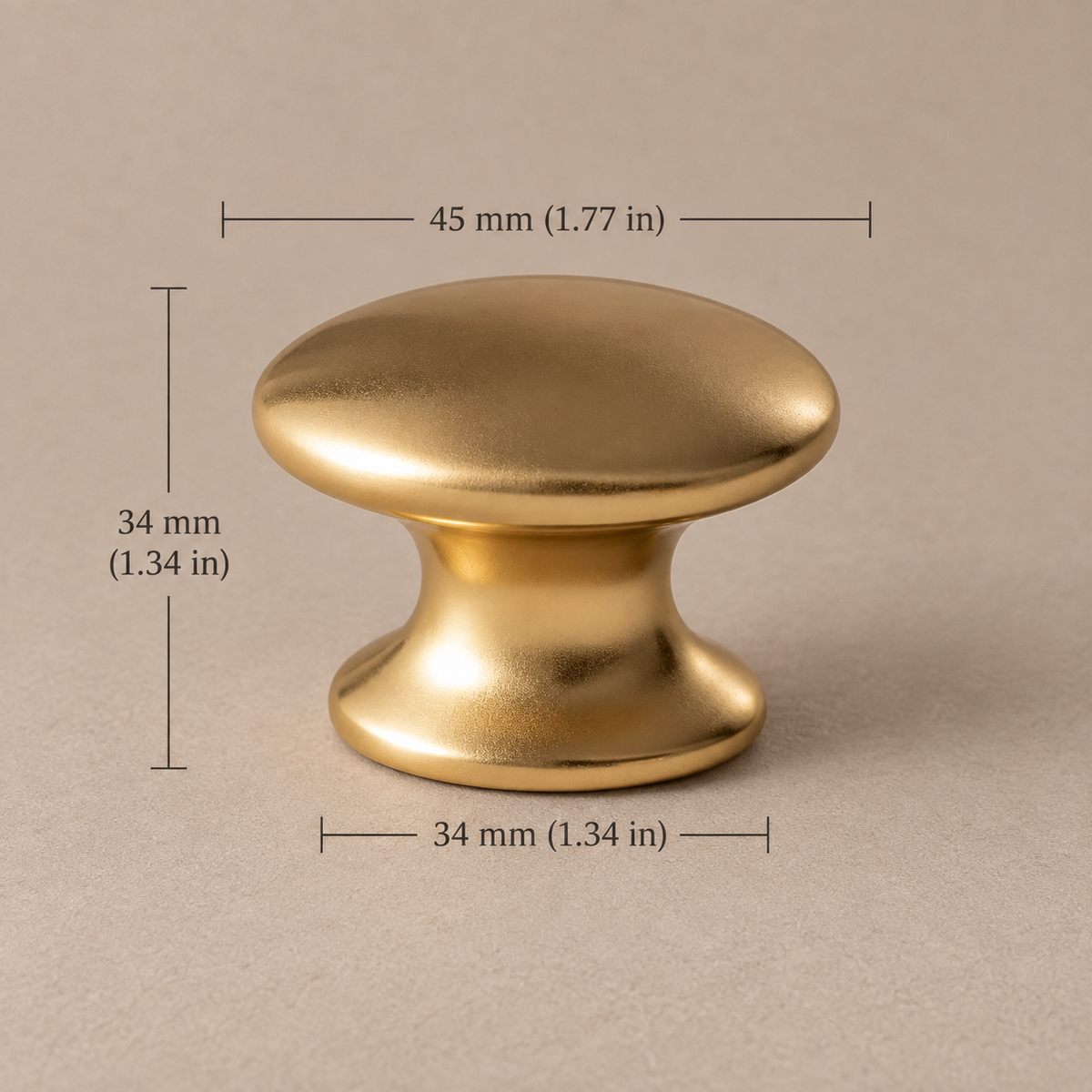 Antique Brass Round Cabinet Knobs — European Luxury Design — satin-45mm-knob