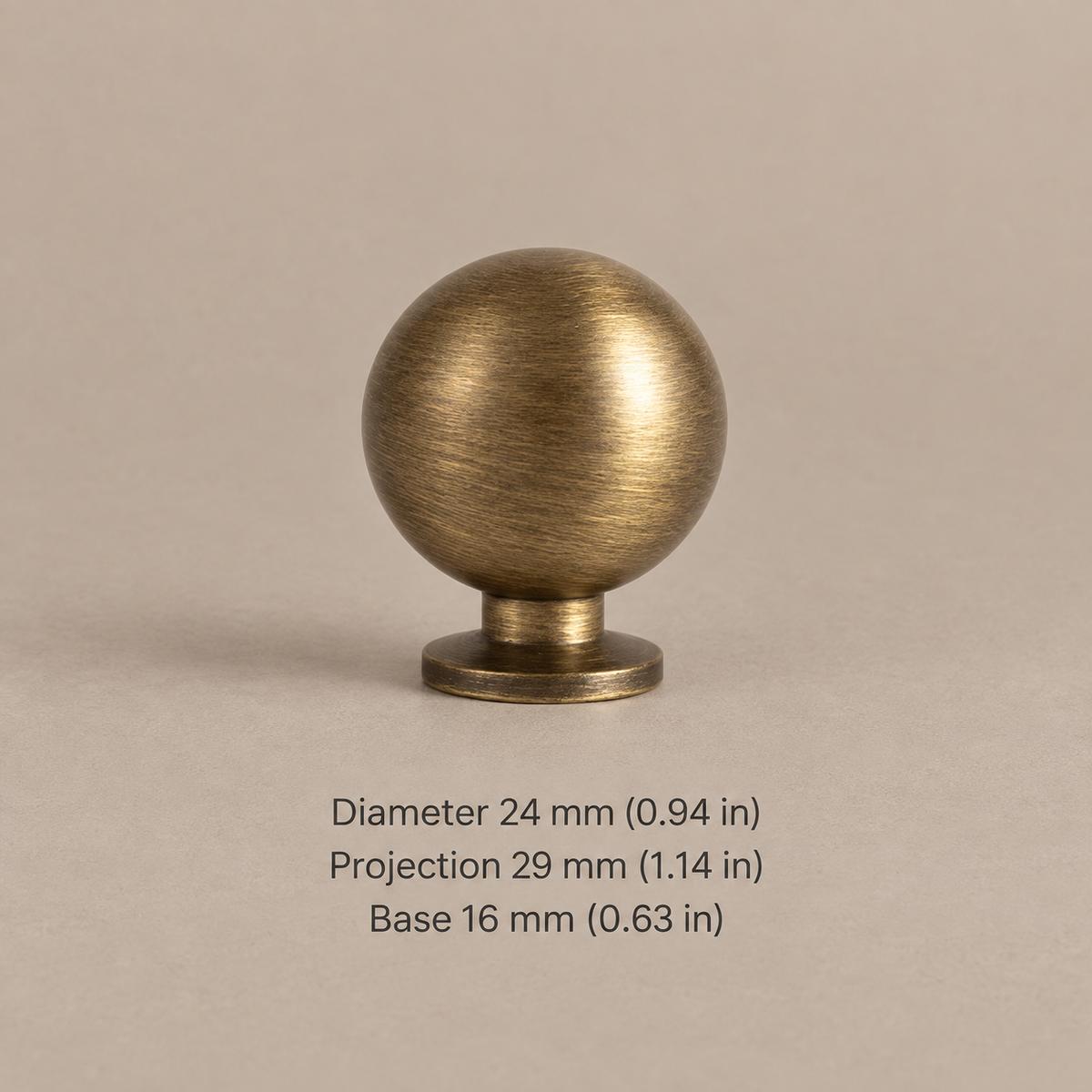 Antique Brass Round Cabinet Knobs — Retro Design — pedestal-24mm