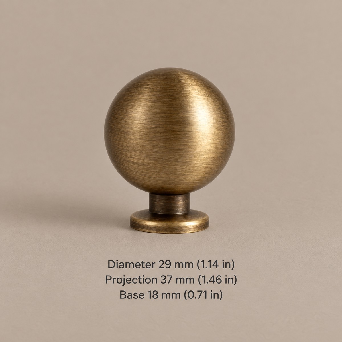 Antique Brass Round Cabinet Knobs — Retro Design — pedestal-29mm