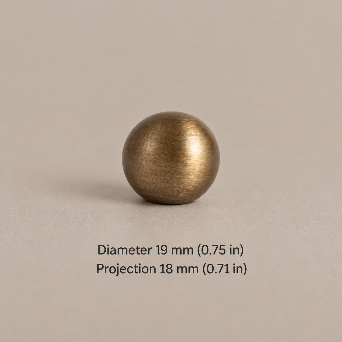 Antique Brass Round Cabinet Knobs — Retro Design — sphere-19mm