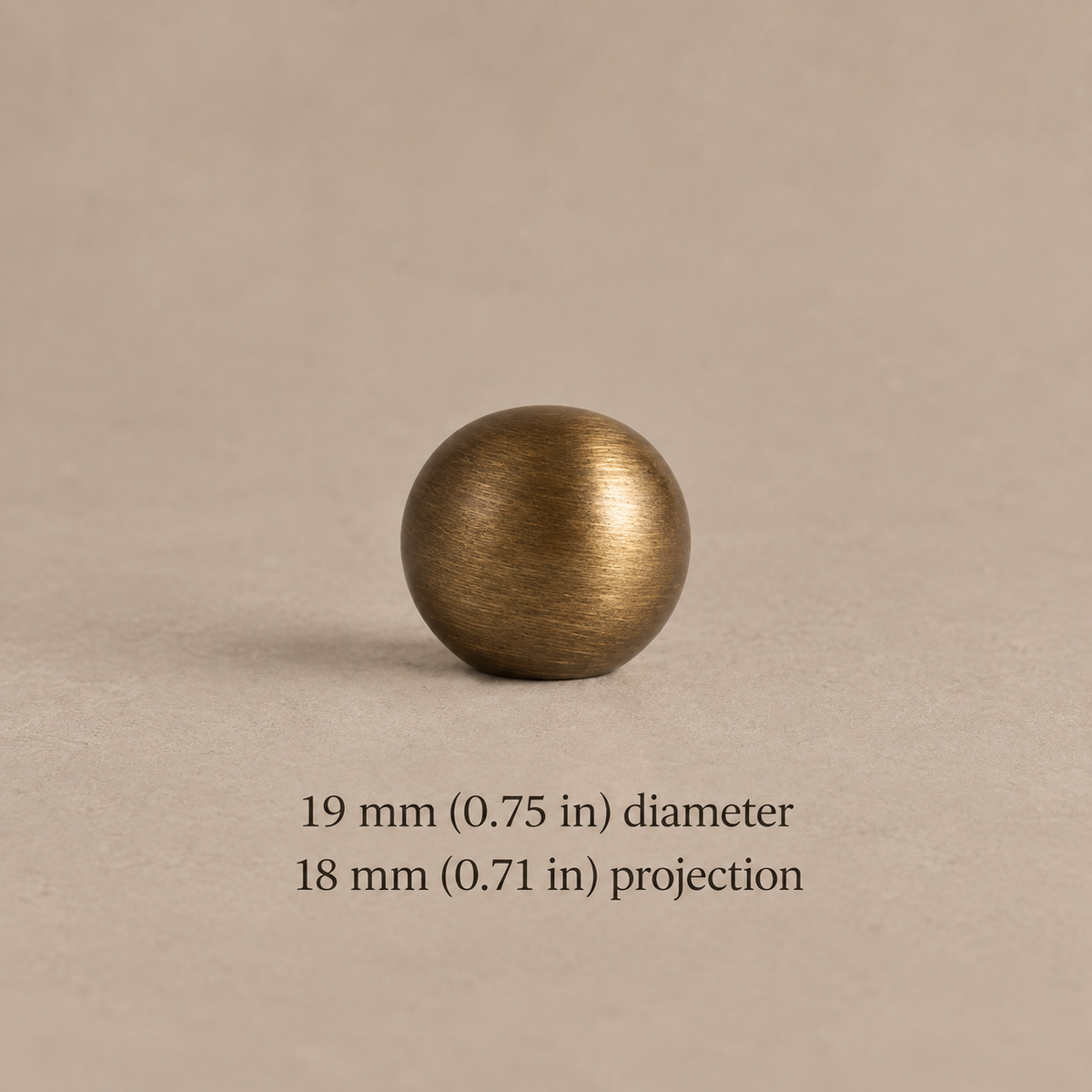 Antique Brass Round Cabinet Knob — Solid Brass — a-19