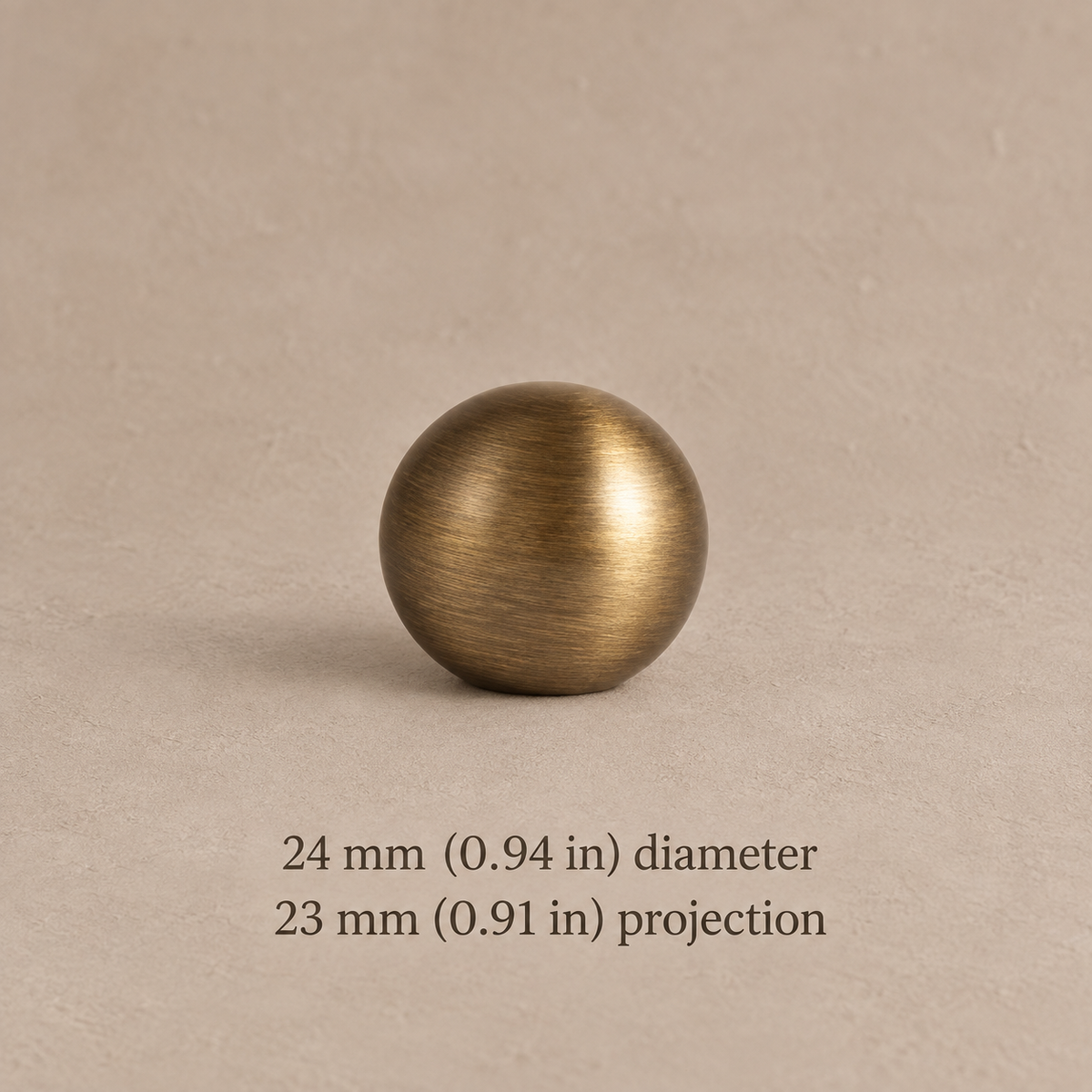 Antique Brass Round Cabinet Knob — Solid Brass — a-24