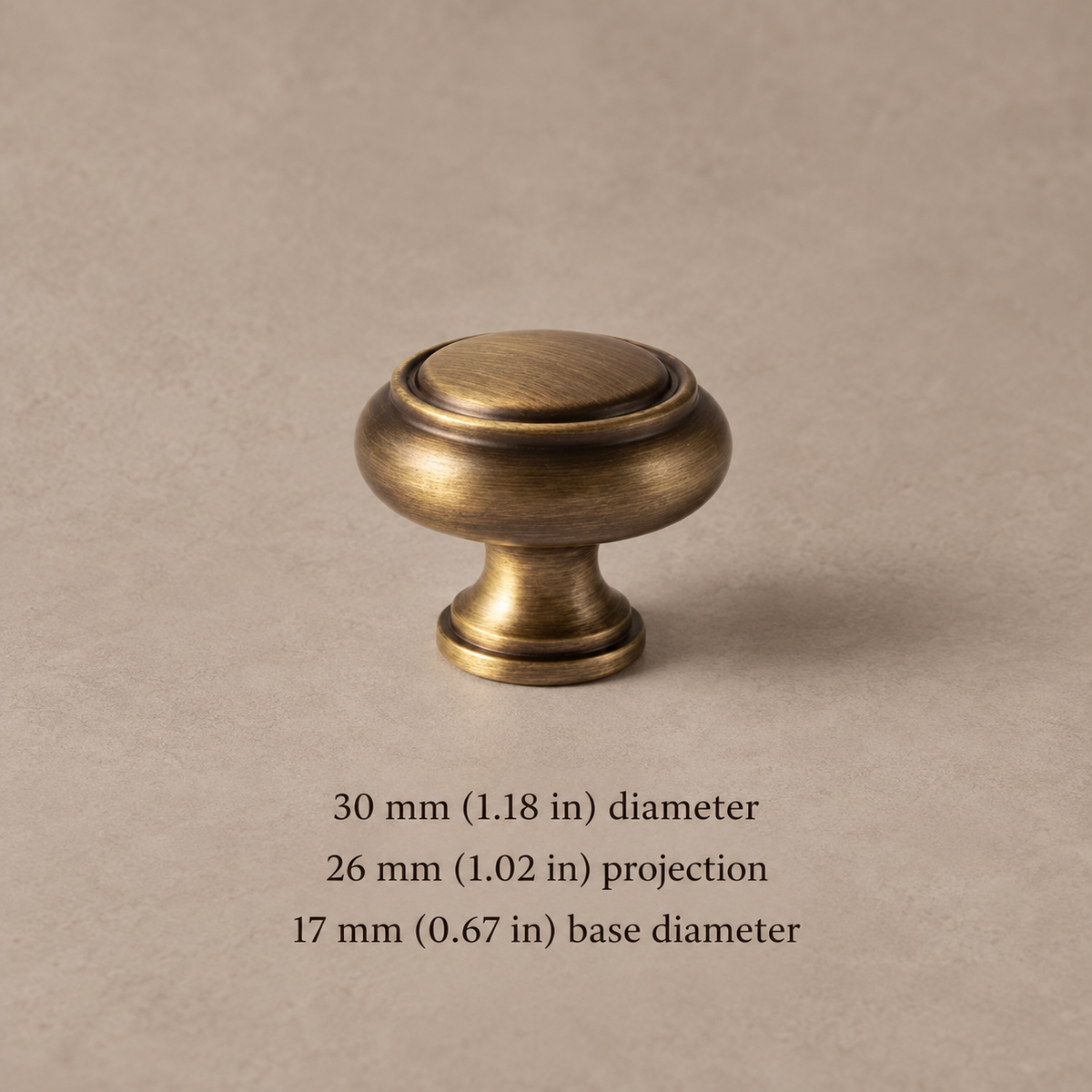 Antique Brass T-Bar Cabinet Pull & Knob — Solid Brass — knob-30
