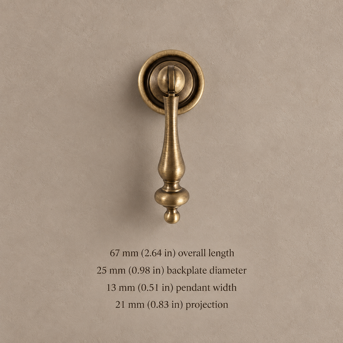 Antique Brass T-Bar Cabinet Pull & Knob — Solid Brass — pendant-67