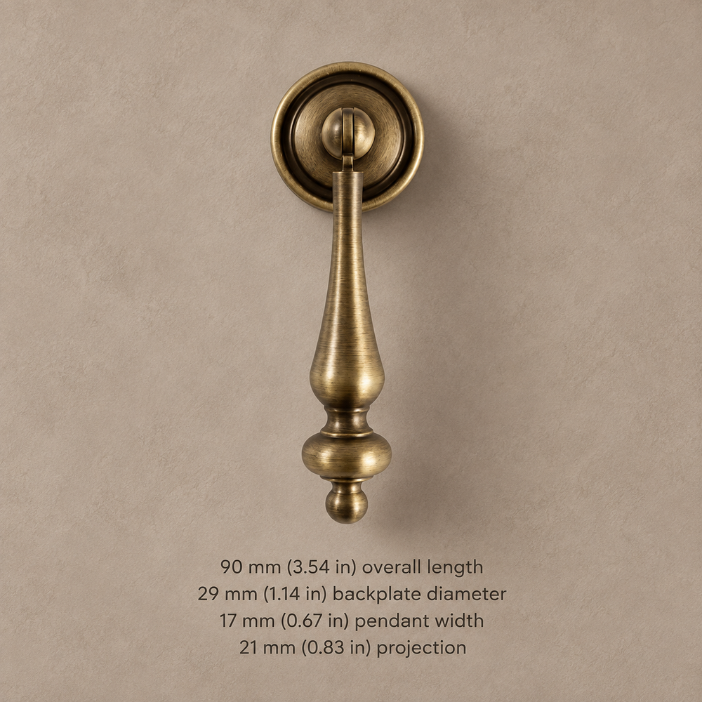 Antique Brass T-Bar Cabinet Pull & Knob — Solid Brass — pendant-90