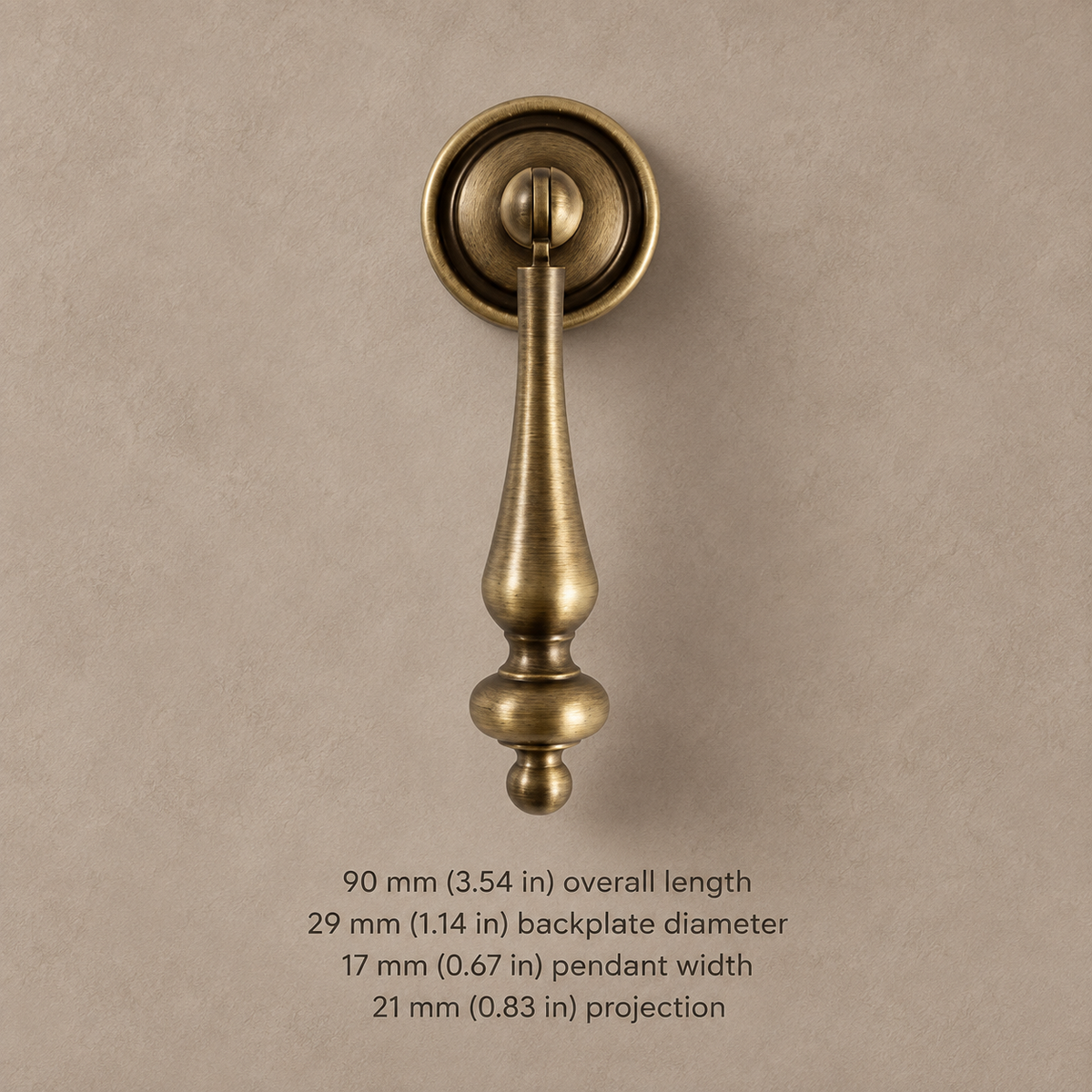 Antique Brass T-Bar Cabinet Pull & Knob — Solid Brass — pendant-90