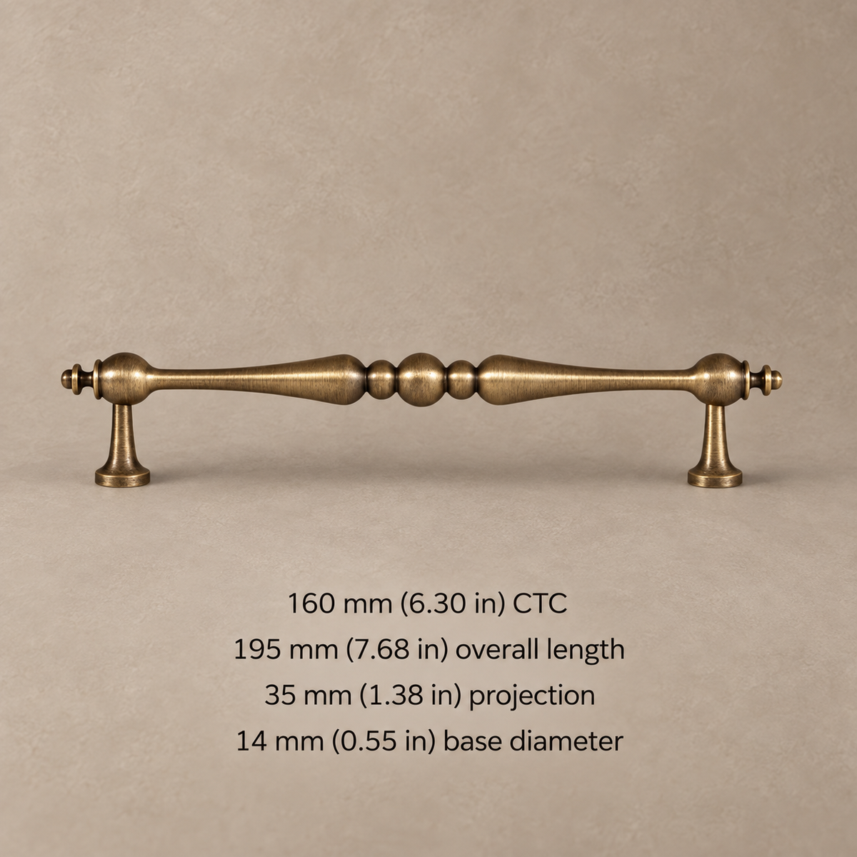 Antique Brass T-Bar Cabinet Pull & Knob — Solid Brass — pull-160