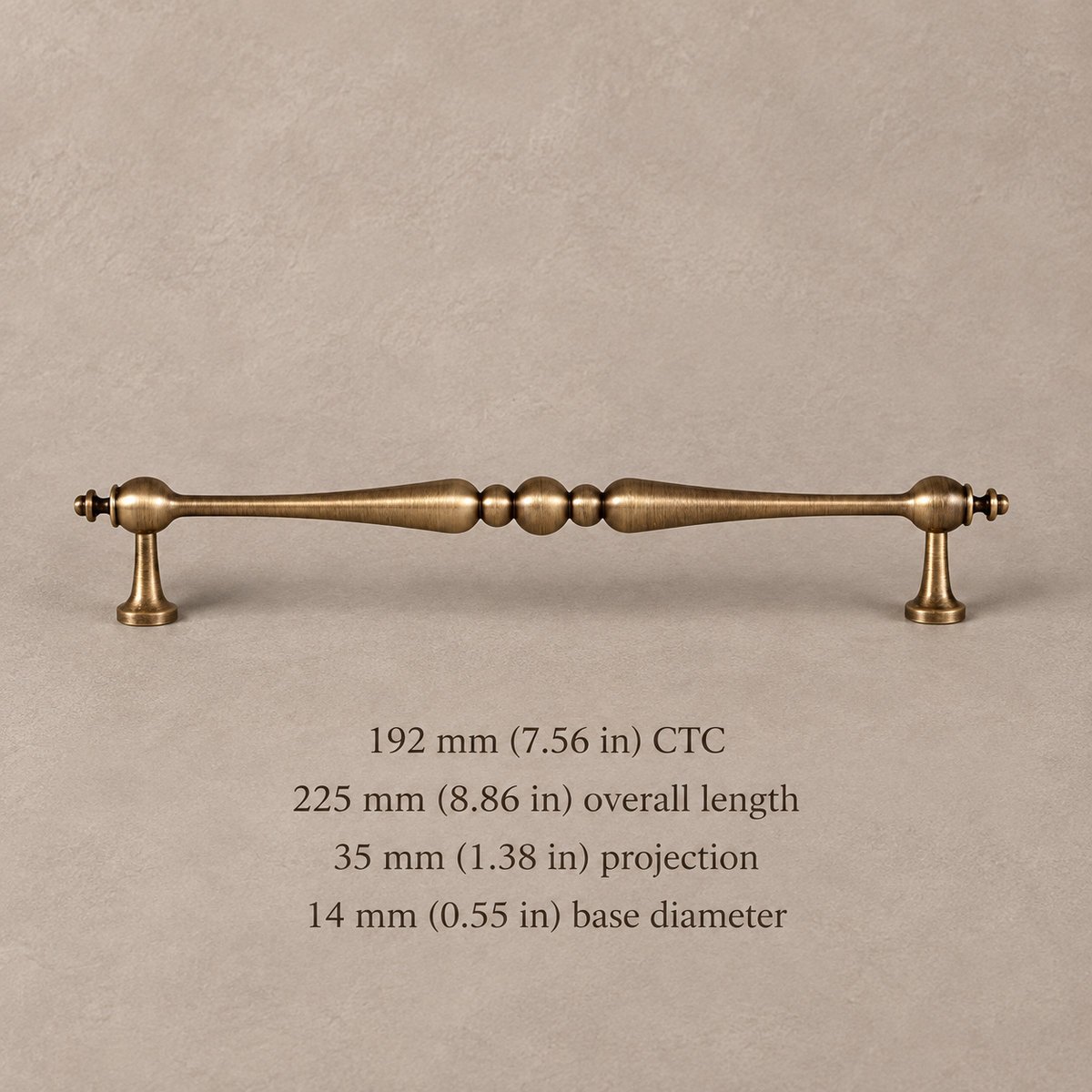 Antique Brass T-Bar Cabinet Pull & Knob — Solid Brass — pull-192