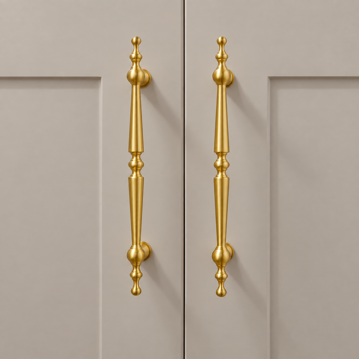 Solid Antique Brass T Bar & Knob Cabinet Pull — Vintage Design — installation