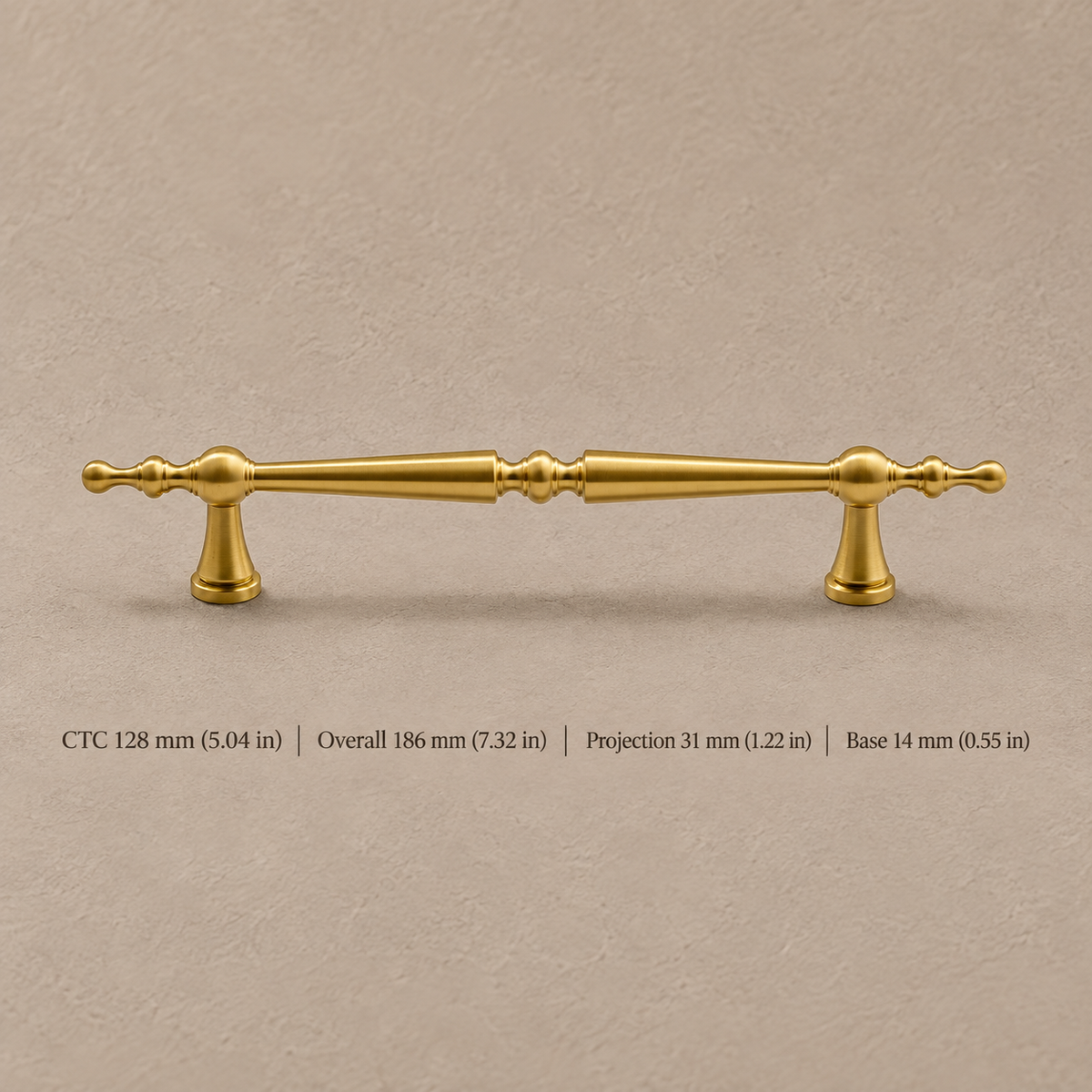 Solid Antique Brass T Bar & Knob Cabinet Pull — Vintage Design — pull-128mm