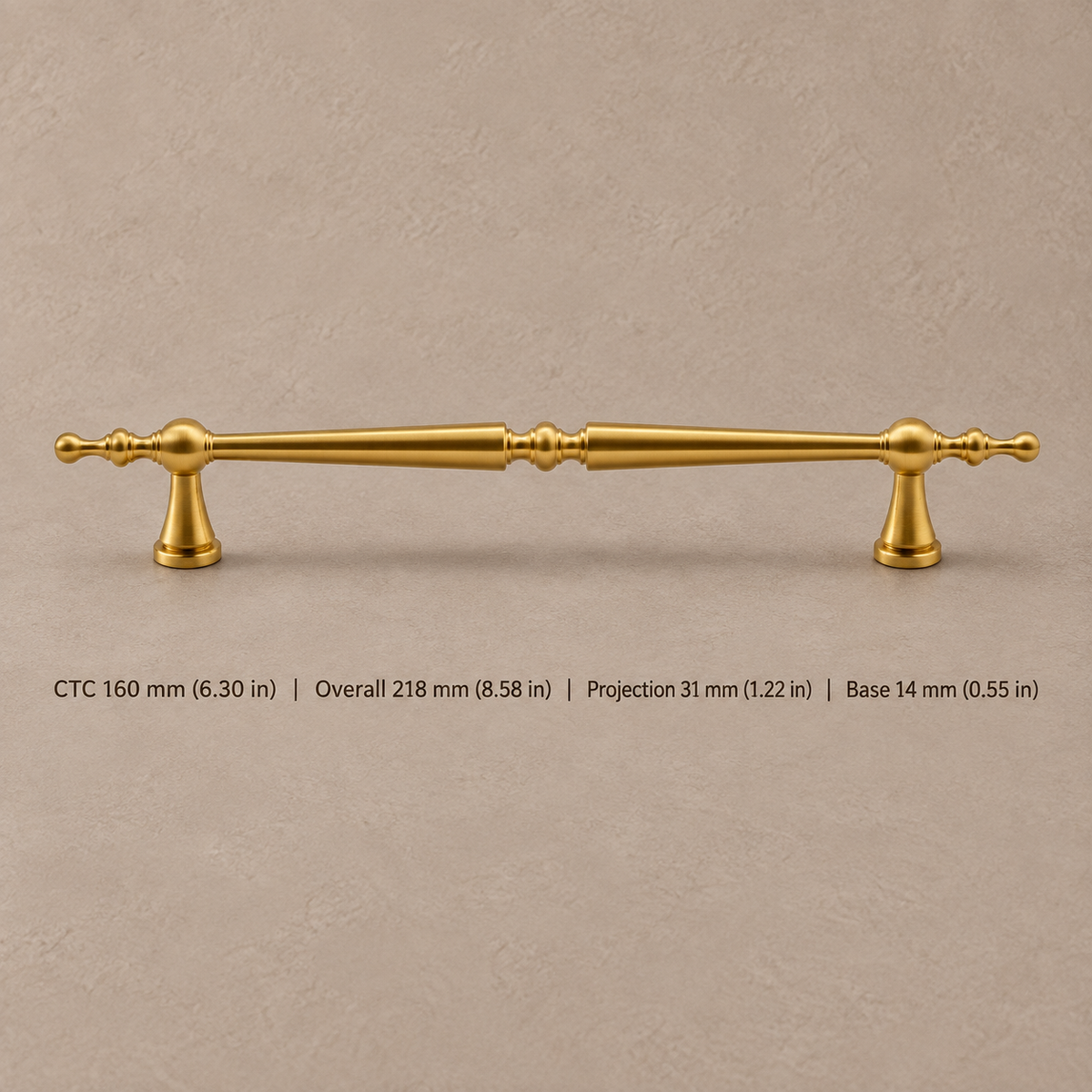 Solid Antique Brass T Bar & Knob Cabinet Pull — Vintage Design — pull-160mm