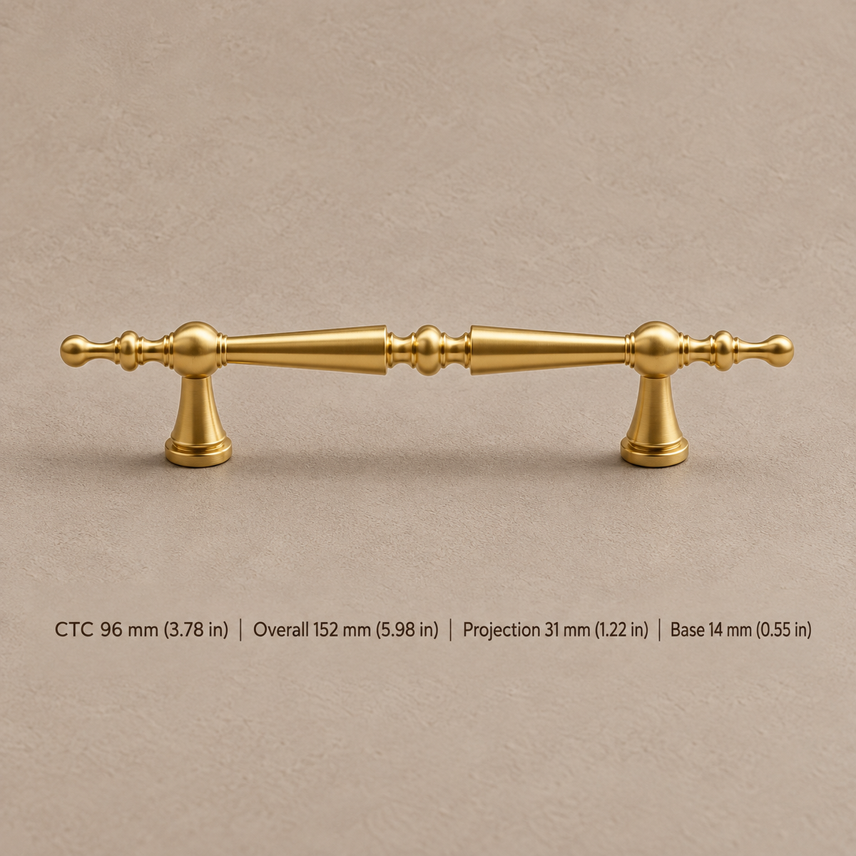 Solid Antique Brass T Bar & Knob Cabinet Pull — Vintage Design — pull-96mm