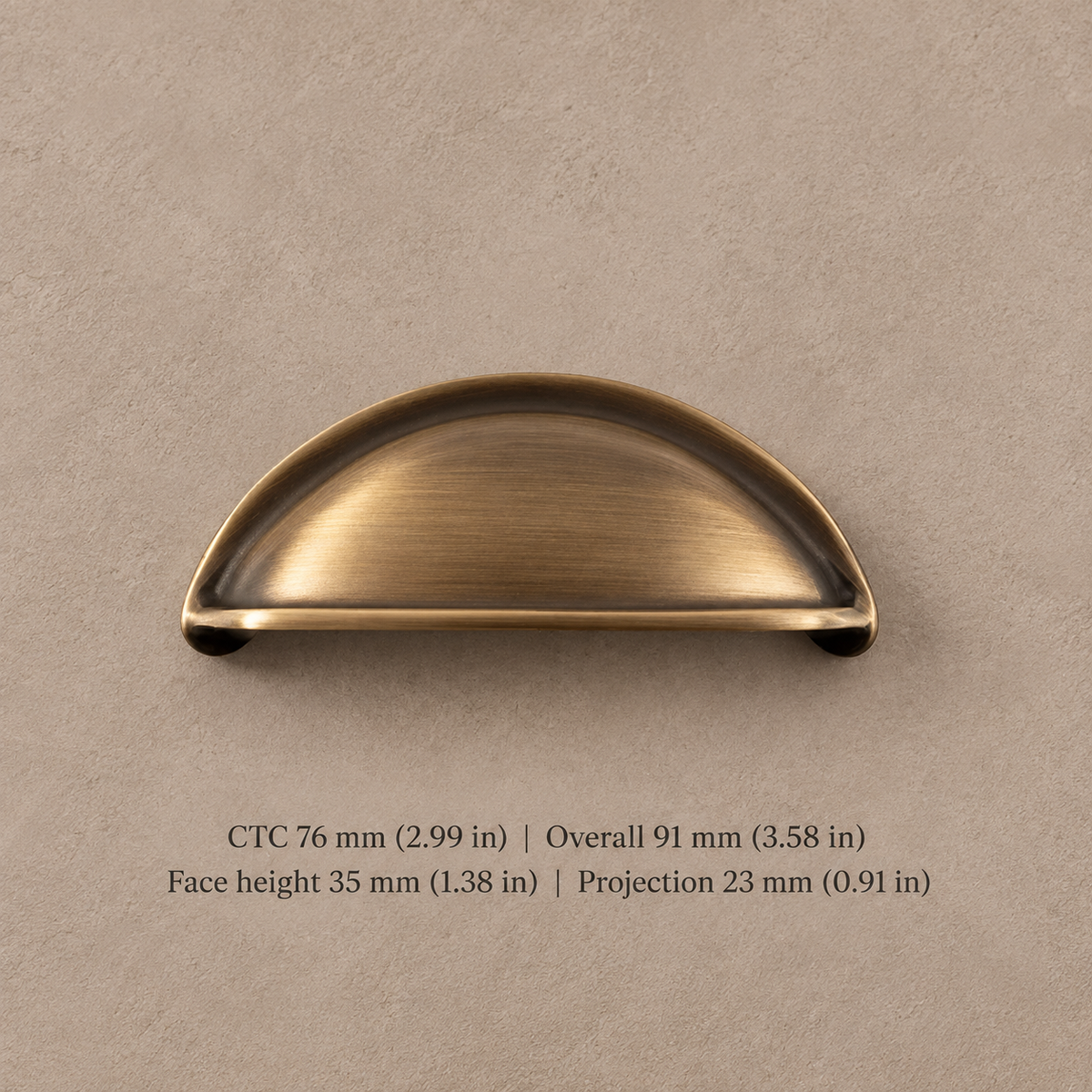 Solid Brushed Antique Brass Cabinet Pull & Knob — U-Shaped Modern Design — cup-76