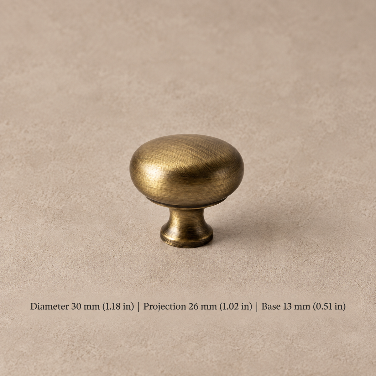 Solid Brushed Antique Brass Cabinet Pull & Knob — U-Shaped Modern Design — knob-30