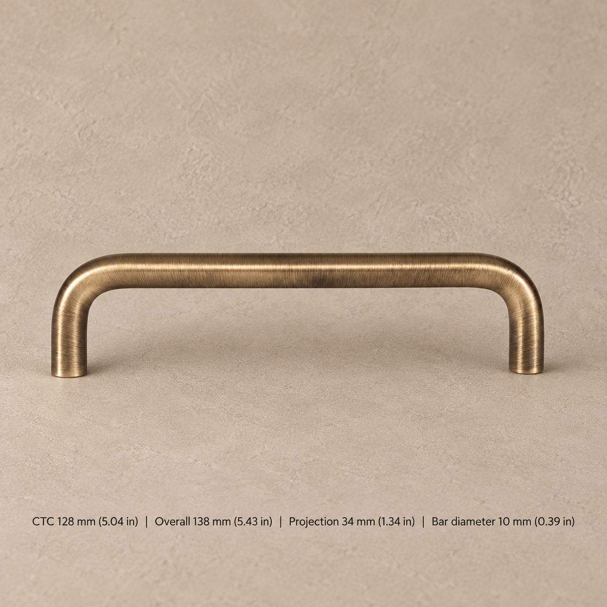 Solid Brushed Antique Brass Cabinet Pull & Knob — U-Shaped Modern Design — pull-128