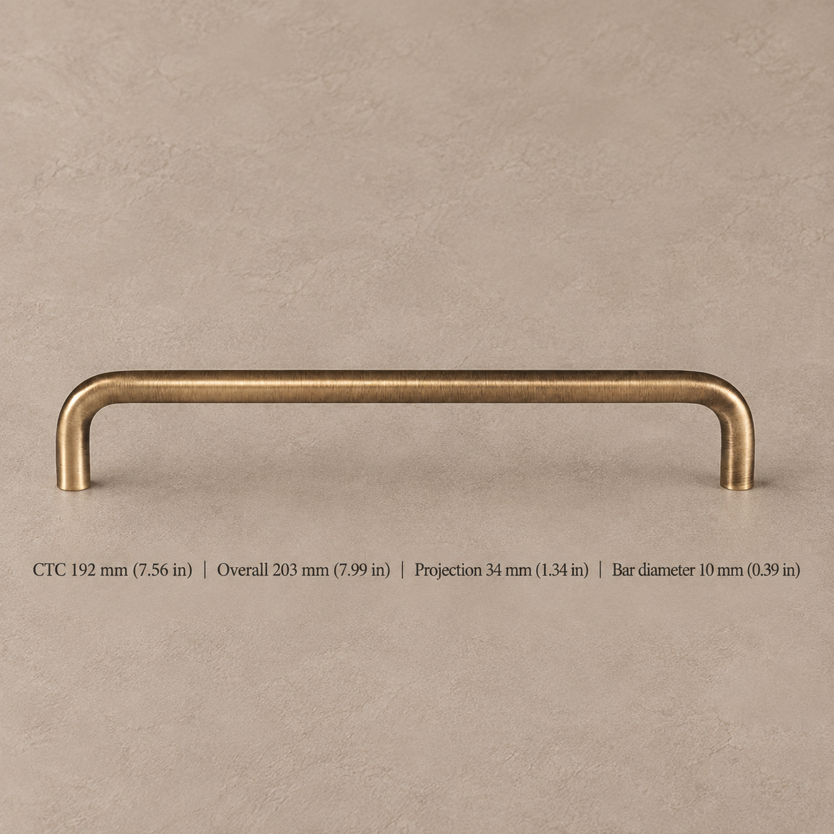 Solid Brushed Antique Brass Cabinet Pull & Knob — U-Shaped Modern Design — pull-192