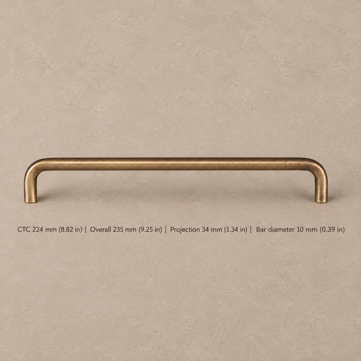 Solid Brushed Antique Brass Cabinet Pull & Knob — U-Shaped Modern Design — pull-224