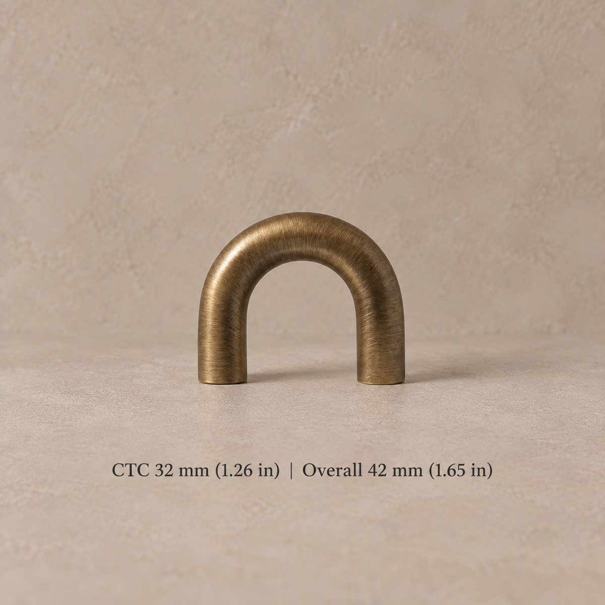 Solid Brushed Antique Brass Cabinet Pull & Knob — U-Shaped Modern Design — pull-32