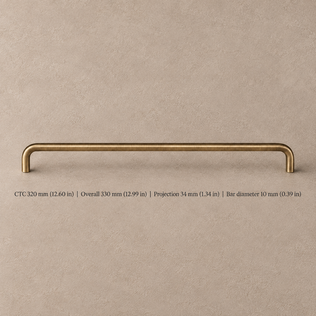Solid Brushed Antique Brass Cabinet Pull & Knob — U-Shaped Modern Design — pull-320