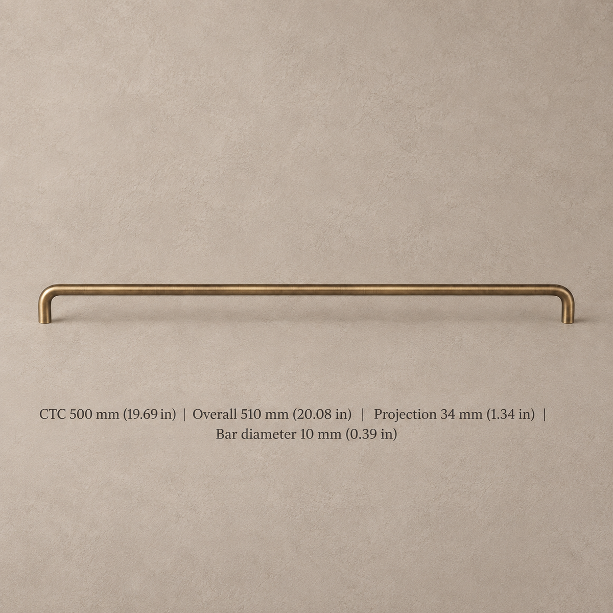 Solid Brushed Antique Brass Cabinet Pull & Knob — U-Shaped Modern Design — pull-500