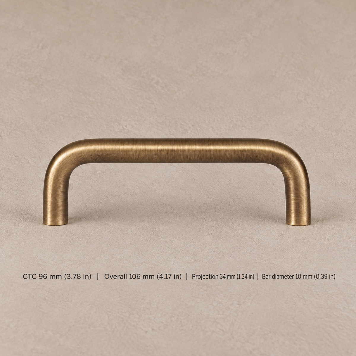 Solid Brushed Antique Brass Cabinet Pull & Knob — U-Shaped Modern Design — pull-96