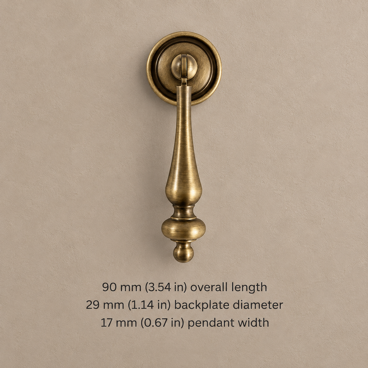 Antique Brass Water-Droplet Cabinet Pulls & Knobs — Luxury Design — pendant-90mm