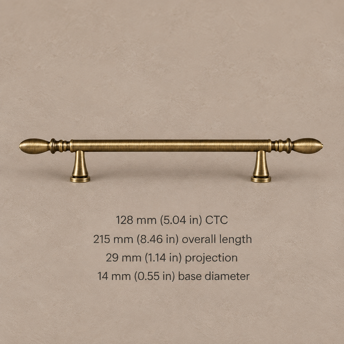 Antique Brass Water-Droplet Cabinet Pulls & Knobs — Luxury Design — pull-128mm