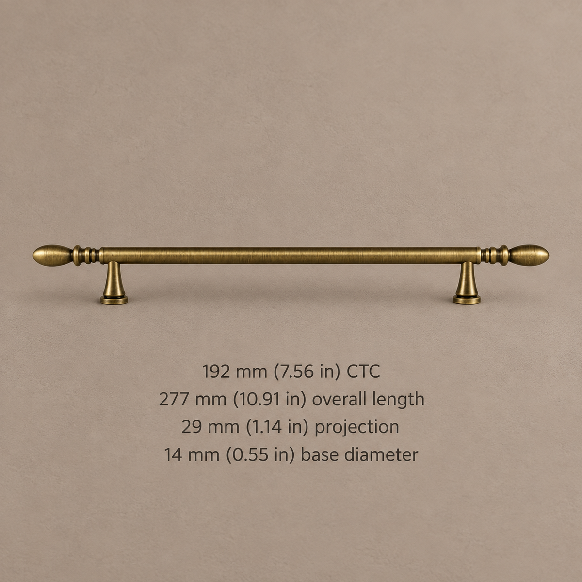 Antique Brass Water-Droplet Cabinet Pulls & Knobs — Luxury Design — pull-192mm