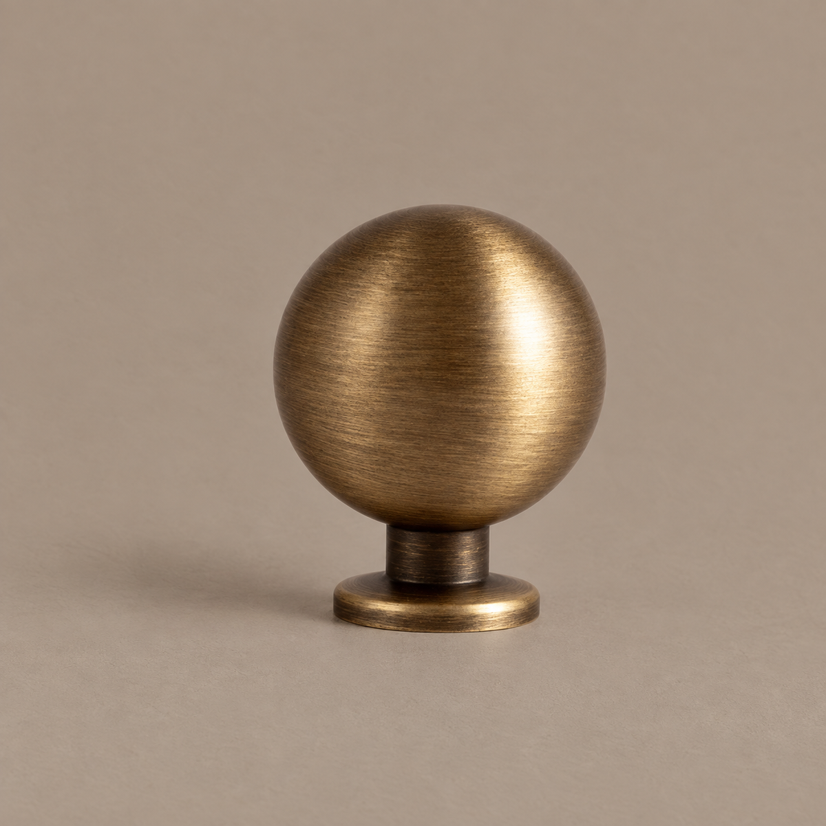 Solid Brass Arc Cabinet Pull & Knob — Antique Brass Finish — knob-detail