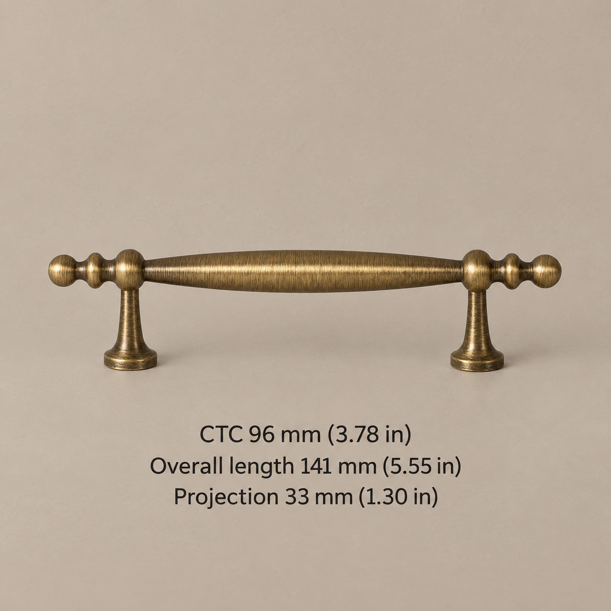 Solid Brass Arc Cabinet Pull & Knob — Antique Brass Finish — pull-96mm