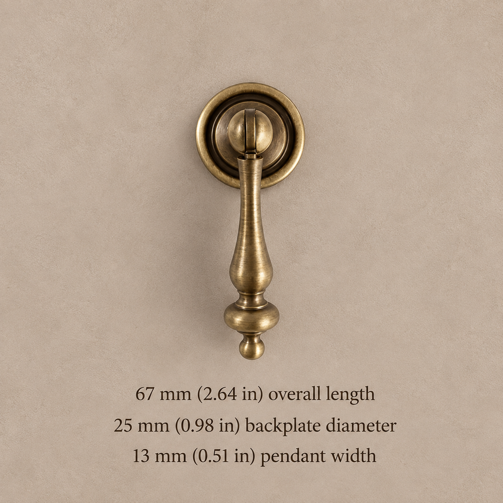 Ball-End Spindle Cabinet Pull & Knob — Antique Brass — pendant-67