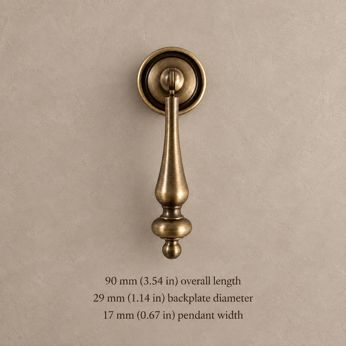 Ball-End Spindle Cabinet Pull & Knob — Antique Brass — pendant-90