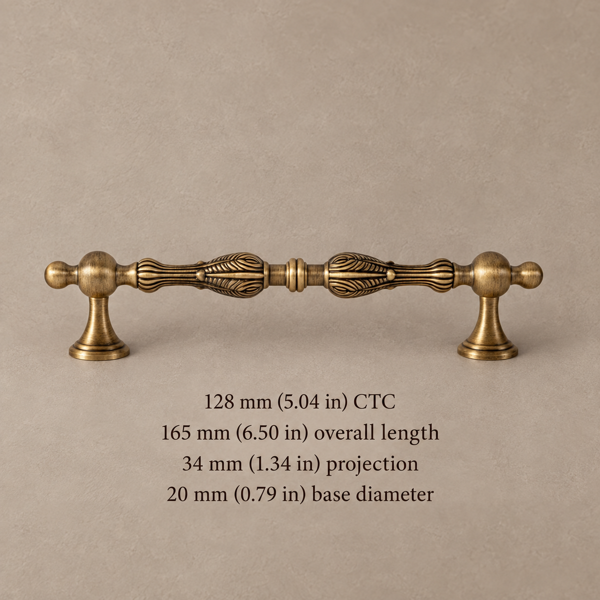 Ball-End Spindle Cabinet Pull & Knob — Antique Brass — pull-128