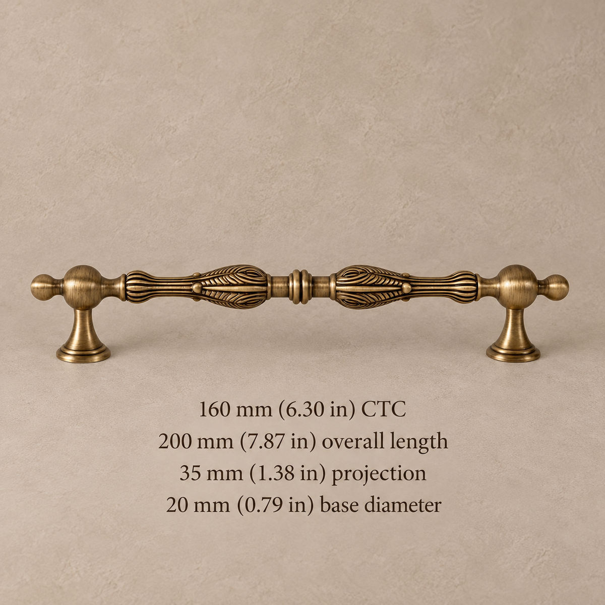 Ball-End Spindle Cabinet Pull & Knob — Antique Brass — pull-160