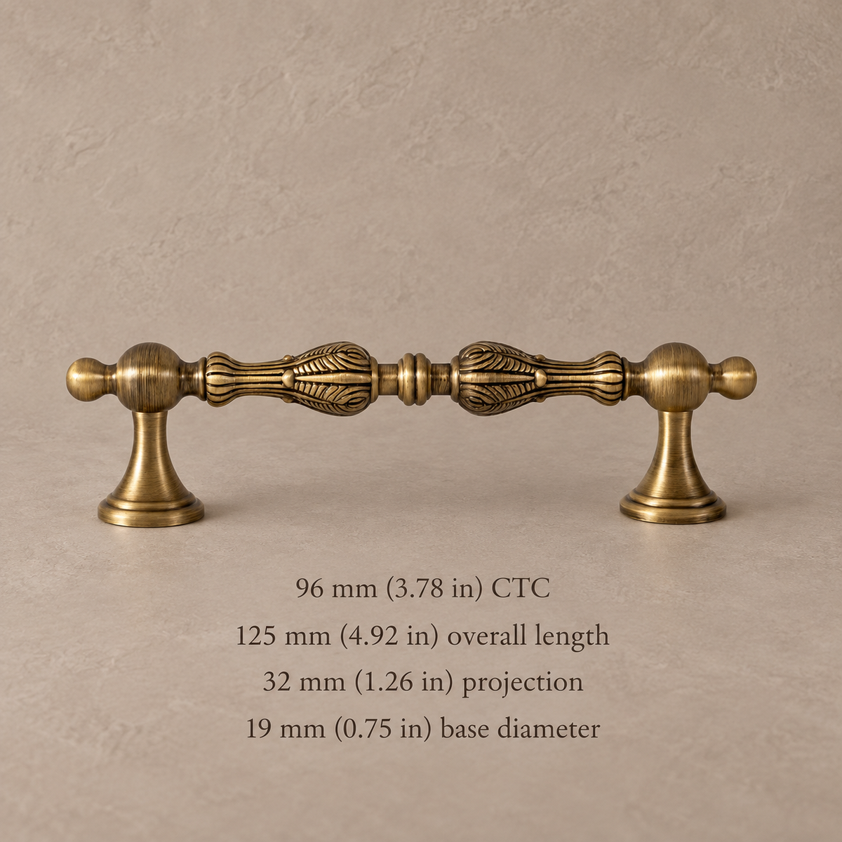 Ball-End Spindle Cabinet Pull & Knob — Antique Brass — pull-96