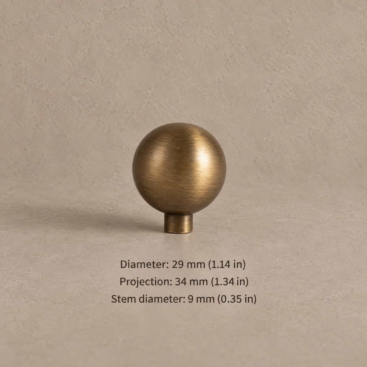 Ball-Foot Spindle Cabinet Pull & Knob — Antique Brass — ball-knob-stem