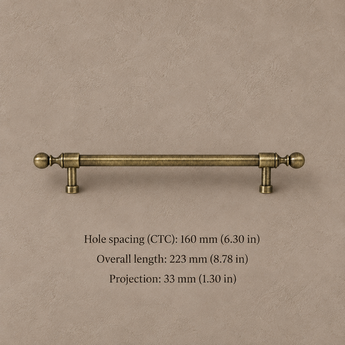 Ball-Foot Spindle Cabinet Pull & Knob — Antique Brass — pull-160
